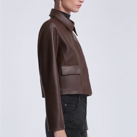 Barely Worn Nour Hammour Dark Brown Leather Jacket for Women - Picture 2 of 6